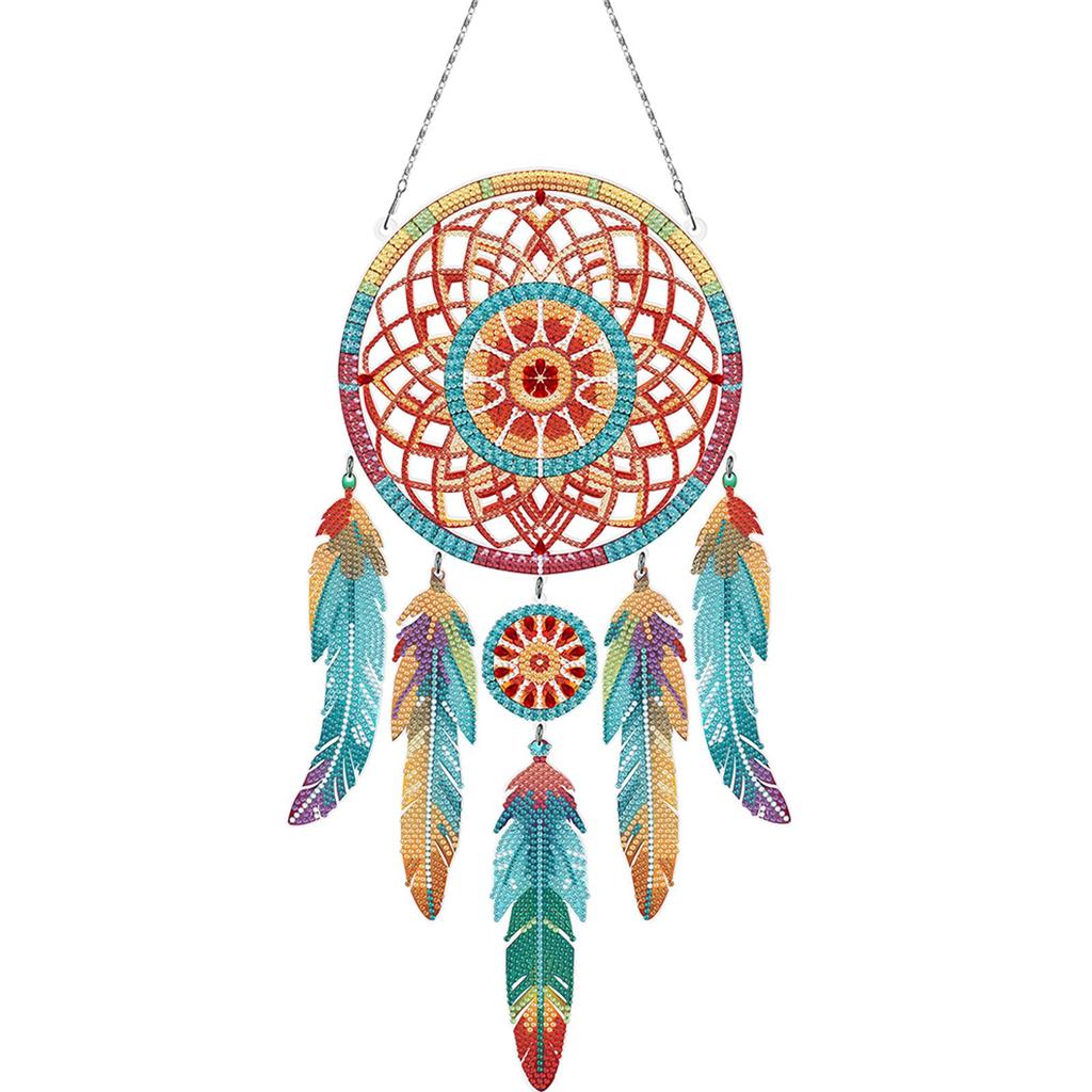 Dream Catcher 2D Flat DIY Rhinestone Diamond Art Window Pendants Special Shape Diamond Art Pendant Wall Decor for Home & Windows