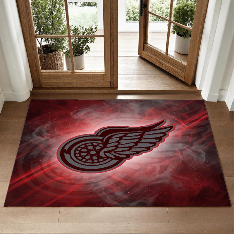 Detroit Red Wings Design Crystal Velvet Rug Soft Decorative Mat for Bedroom Entrance