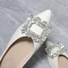 shallow rhinestone square buckle single shoes spring and autumn low heel fashion pointed work shoes women's flats