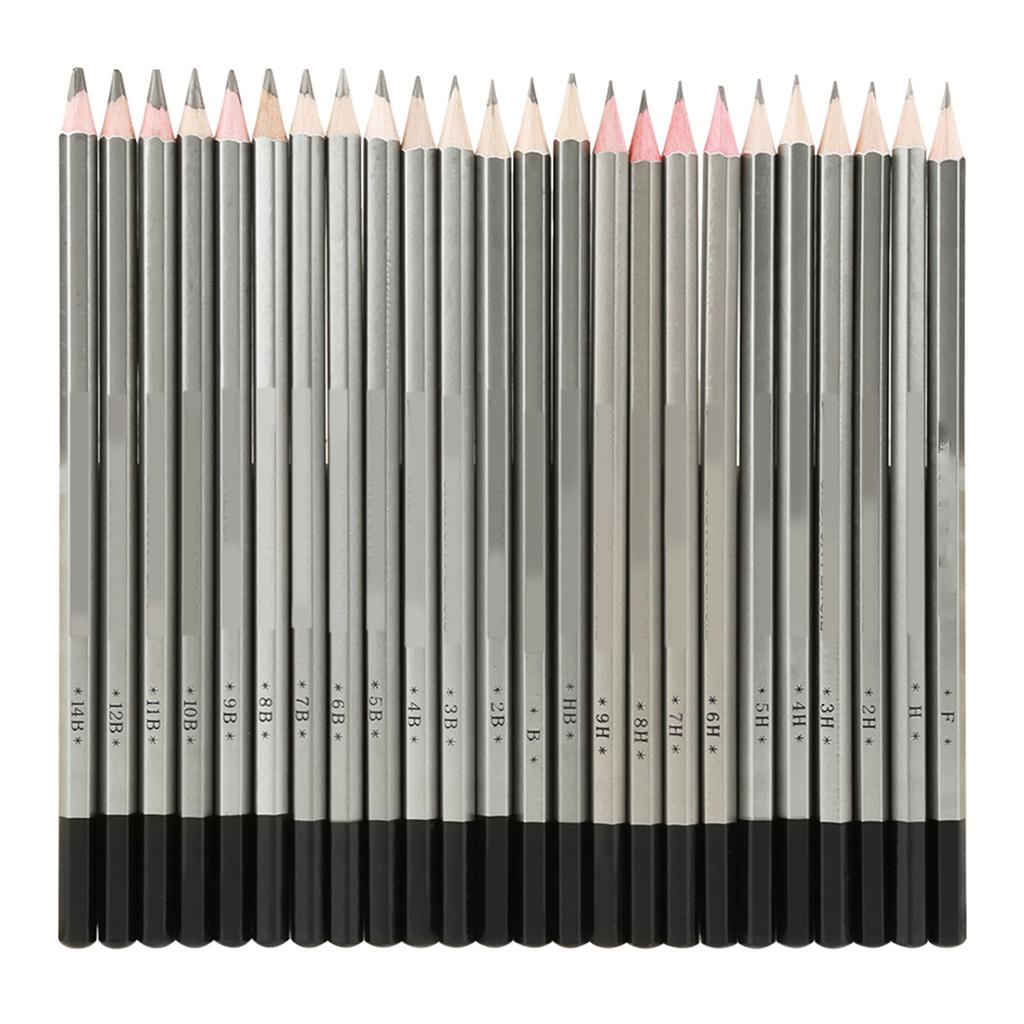 24Pcs Sketch Art Graphite Drawing Pencil NOn Toxic Colored Paint Pencil 9H 14B