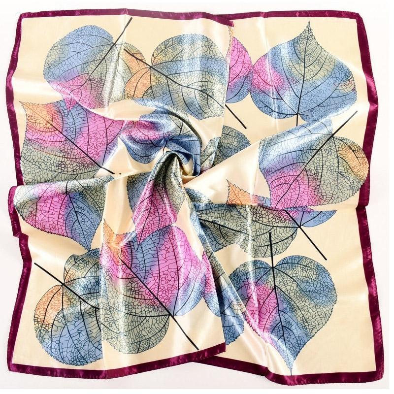 90x90cm Women Silk Scarf Small Satin Square Print Wrap Foulard Femme Handkerchief Bandana Neck Hair Skinny Tie Scarves Shawl