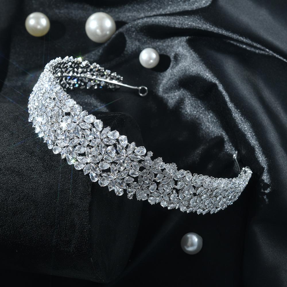 Bridal Wedding Korean Style Zircon Bridal Headband Wedding Copper Inlaid Zircon Crown Birthday Party Fashion Hair Accessories