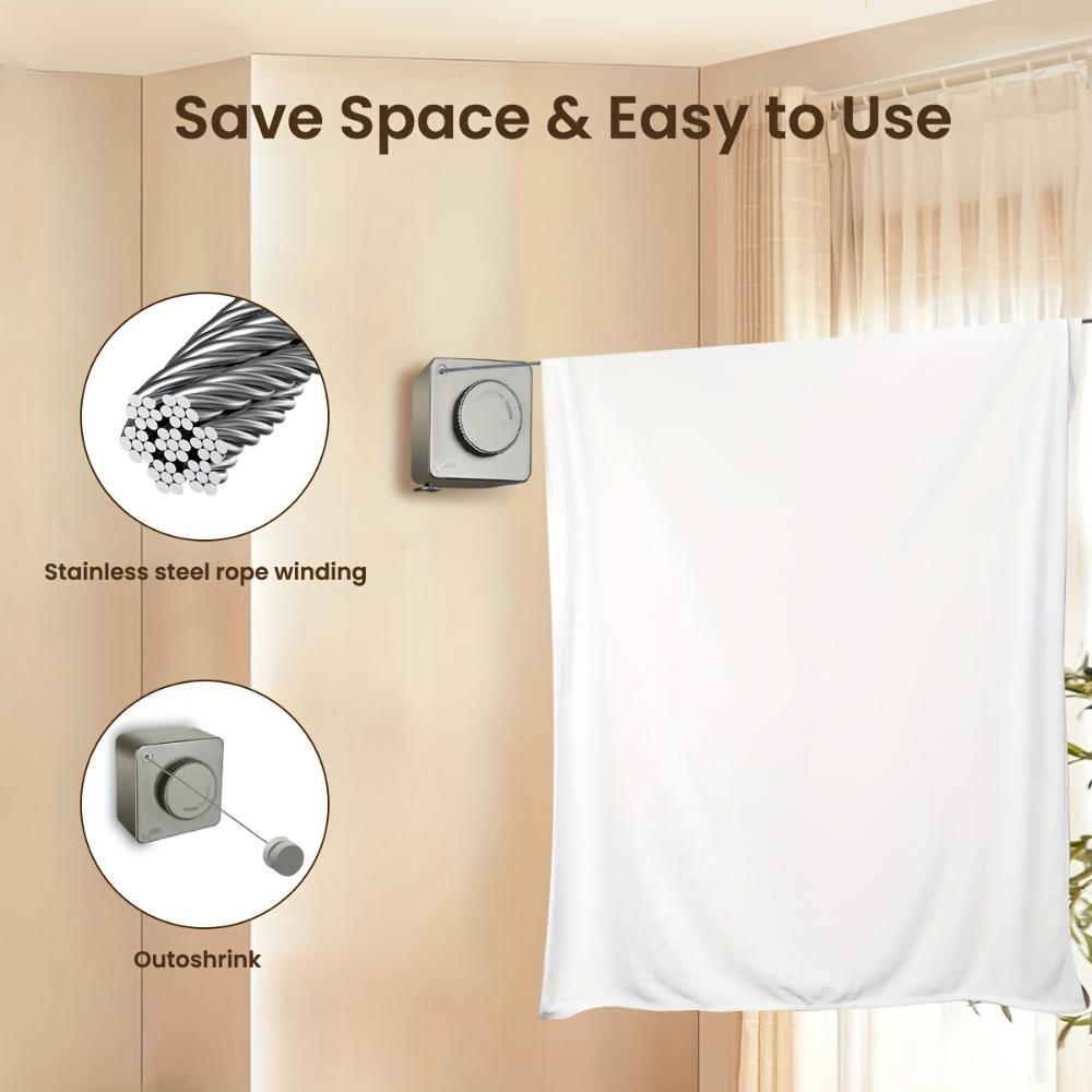 Retractable Clotheslines Collection Laundry Extendable Line Wall Clothesline Clothes Hanger Retractable Indoor Horse Drying Rack