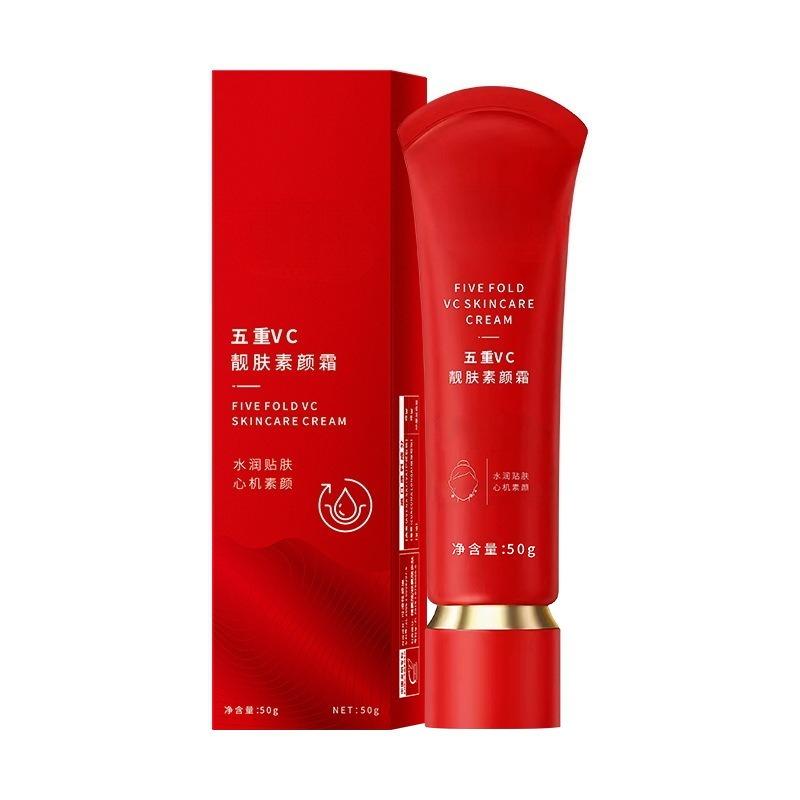 

1 шт. Красный тюбик Пятислойный VC Обычный крем Ленивый крем Не поддельный Белый Светлый Консилер Увлажняющий Обычный крем