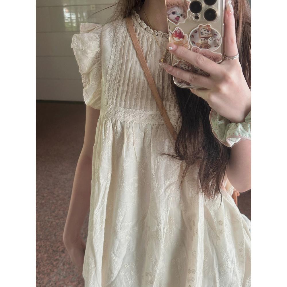 Milk Whoosh, Small Flying Sleeve Dress, Female Summer Small Man, Sweet Lace Short Skirt, Preppy Style Gentle