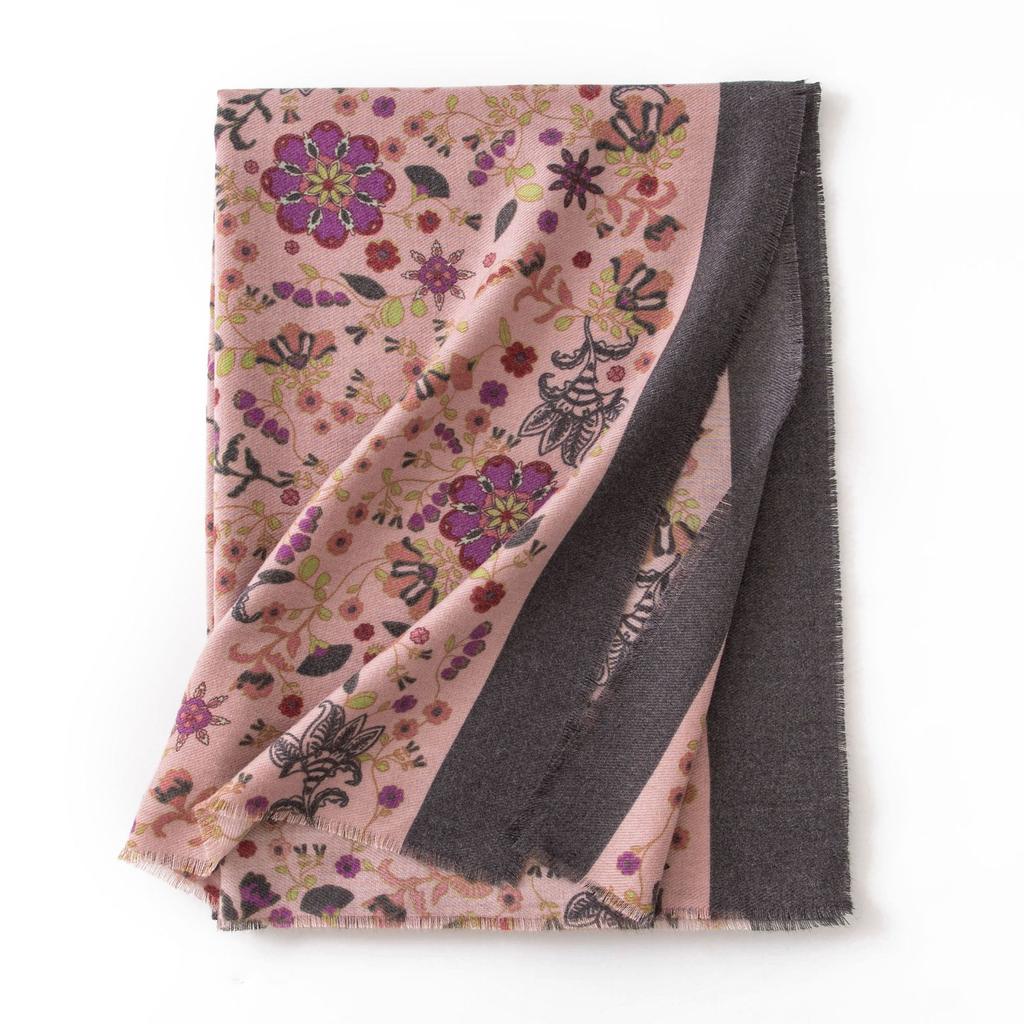 Autumn and Winter Printed Cashmere Scarf Elegant Printed Cashmere Feel Scarf Women's Warm and Cold Proof Scarf