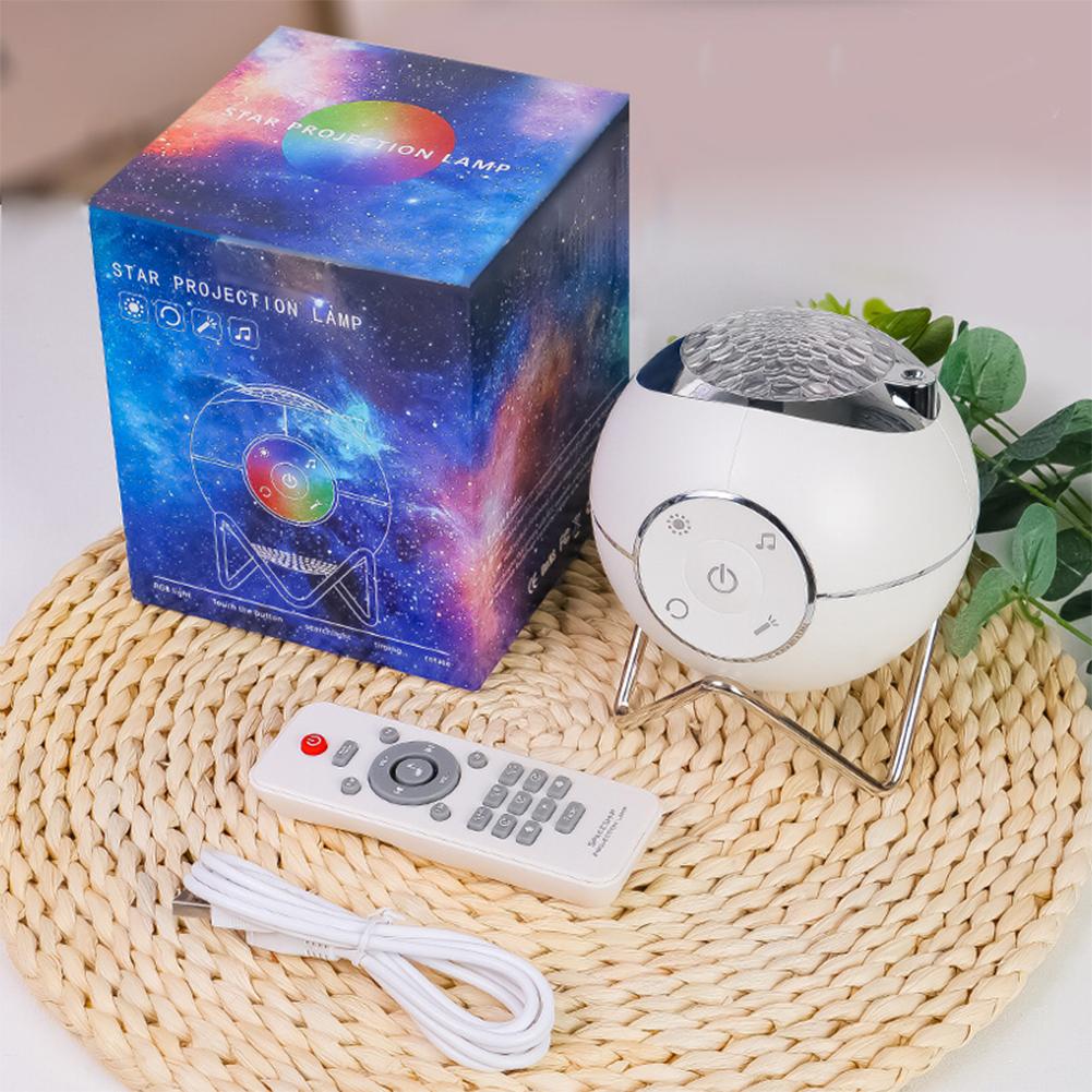 

Projection Lamp Star Night Light Music Starry Water Wave Projector Light Household Decoration White#0