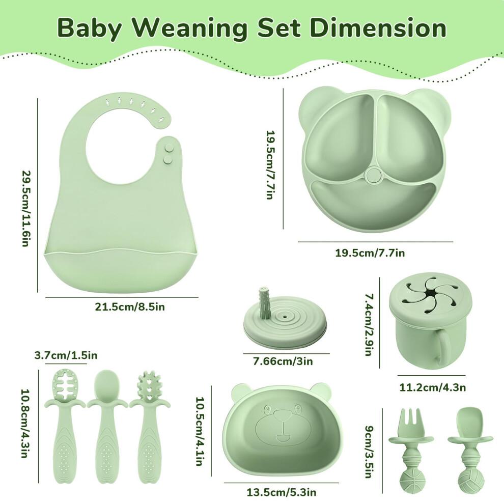 comeder Baby Weaning Set, 10 Pcs Silicone Baby Feeding Set, Baby Led Weaning Feeding Supplies for Toddlers, Baby Plates and Bowls Sets with Adjustabl