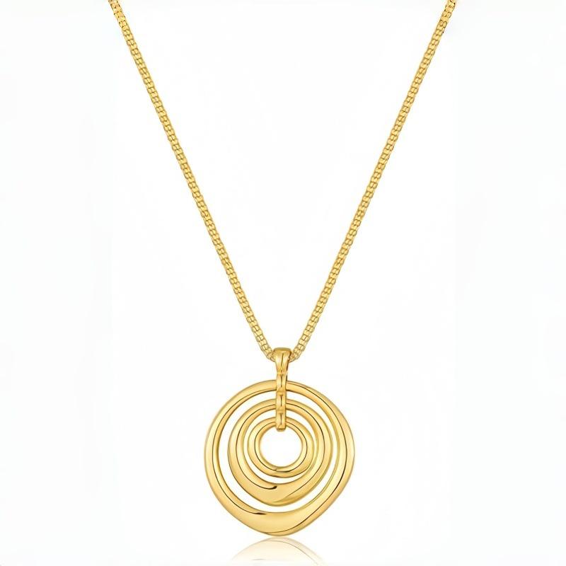Exaggerated Geometric Metal Swirl Pendant Necklace & Earrings Set золотой