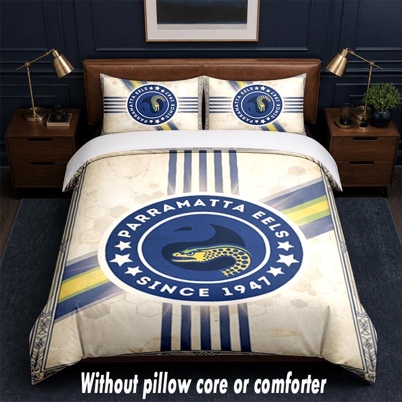Parramatta Eels Design Bed Bedding Set 1 Duvet Cover + 2 Pillowcases Soft Breathable Household Bed Linens