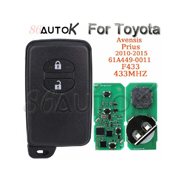 Autofernbedienungsschlüssel für Toyota Avensis Prius 2010-2015 Auto Smart Key Fob FSK 433MHZ ID4D Chip 61A449-0011 F433 B74EA B75EA 2Tasten