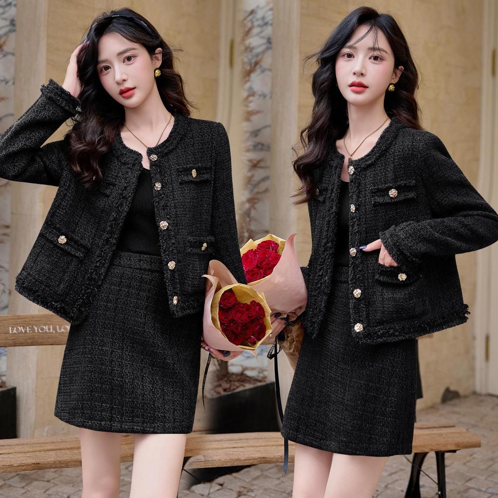 Autumn/Winter 2026 French Tweed Fringe Two-Piece Set with 35% Wool