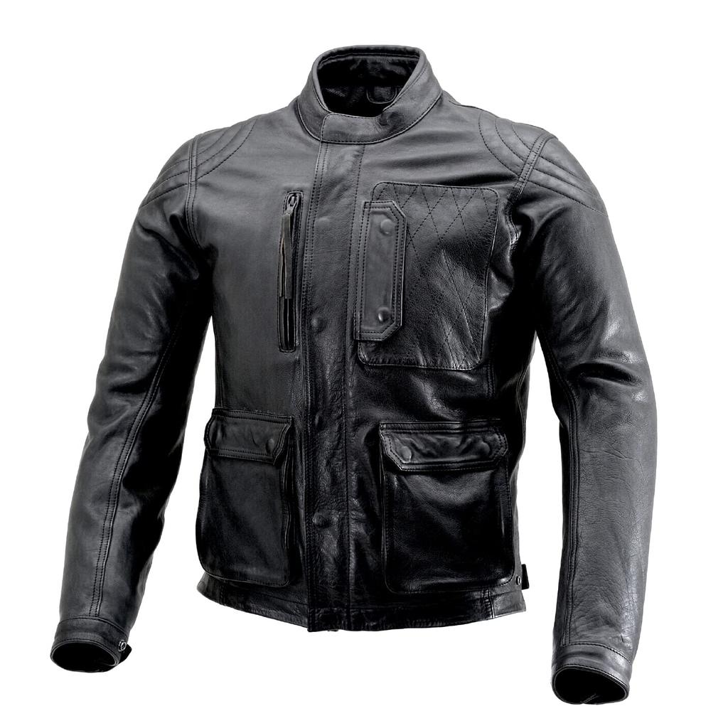 Daytona Genuine Leather Motorcycle Jacket for Spring and Autumn Size L 23677 (Daytona) (Waxed) Scramblers, DL-501, Black, (Men's)