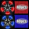 40/20pcs Car Wheel Tire Hub Reflective Strips Car Motor Tyre High Reflective Night Warning Safety Driving Reflector Sticker