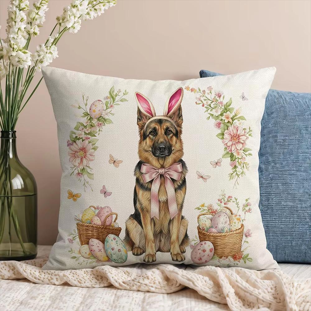 1 Easter Bunny Pillow With Eggs Decorative Cushion Cover For Sofa Home Decor 2D Print