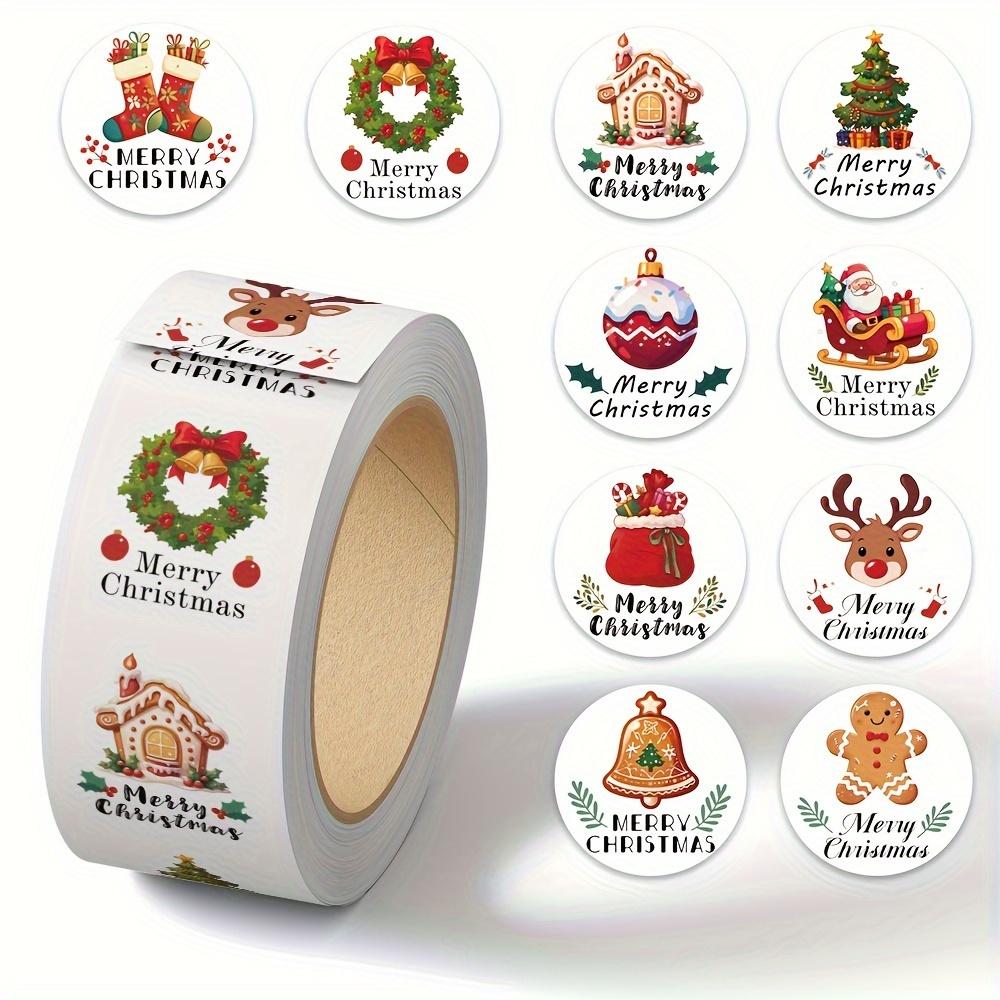 

500pcs/roll Christmas Roll Stickers for Laptop Notebooks, Envelopes, Water Cups, Seals, Decorative Stickers