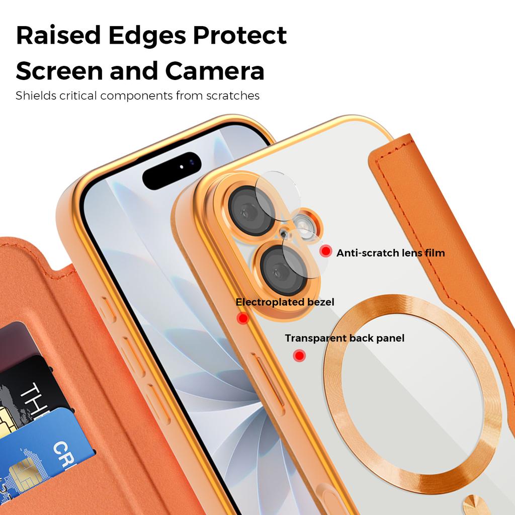 Etui na iPhone 17 Kompatybilne z MagSafe Blokujące RFID Skórzane Etui na Telefon