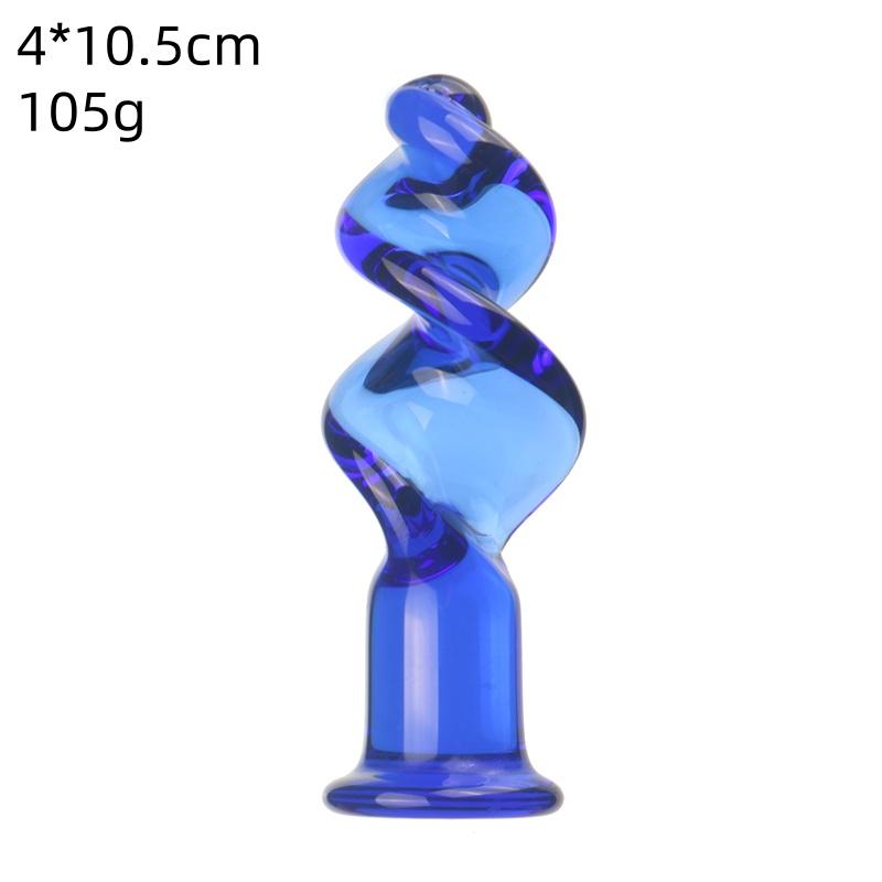 VaHppy Glass Anal Plugs Pink/Blue 3.2-4cm Coarse Thread Anal Extension Training Stimulation Adult Sex Toys For Gay Girl Masturba