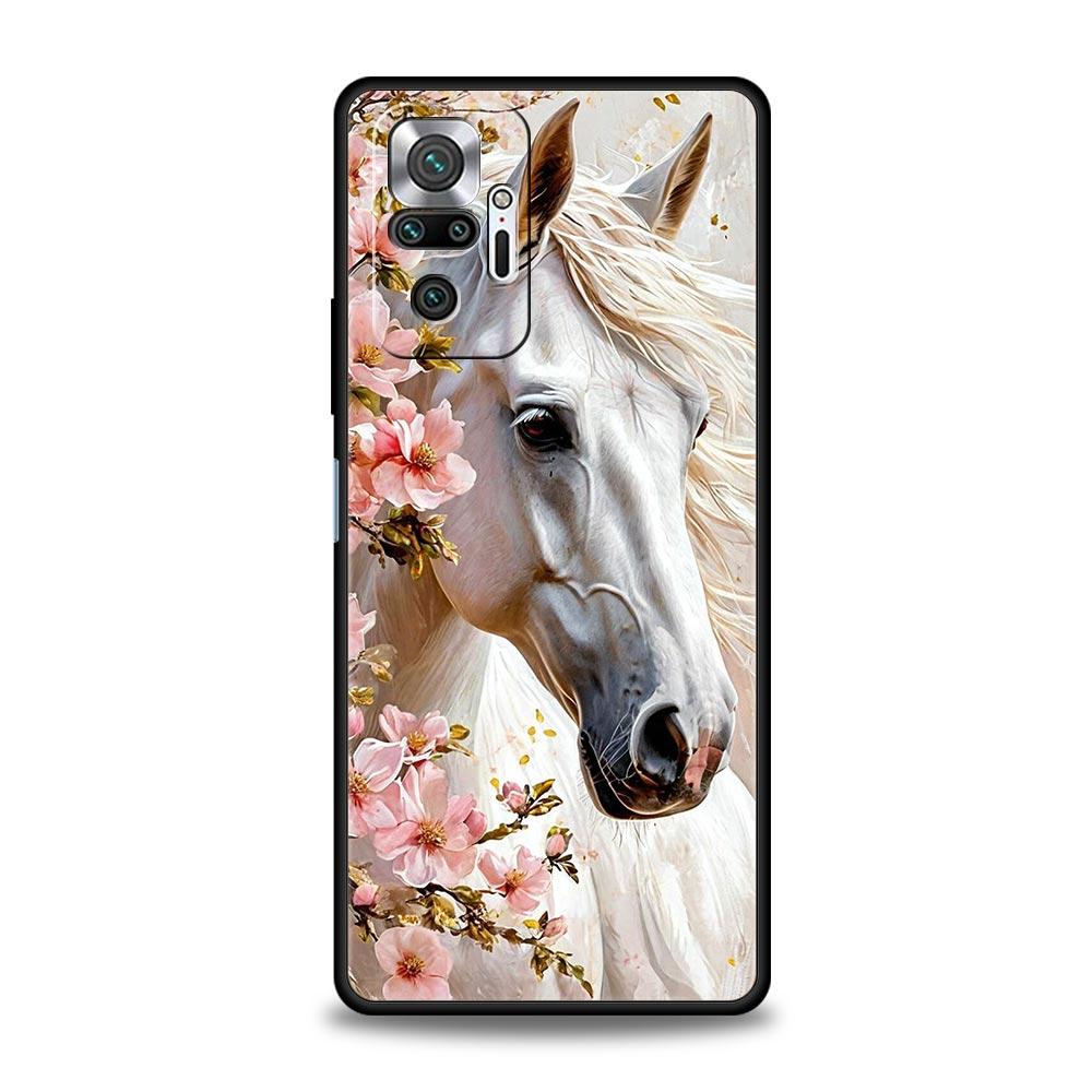 Black White Horses Galloping Phone Case