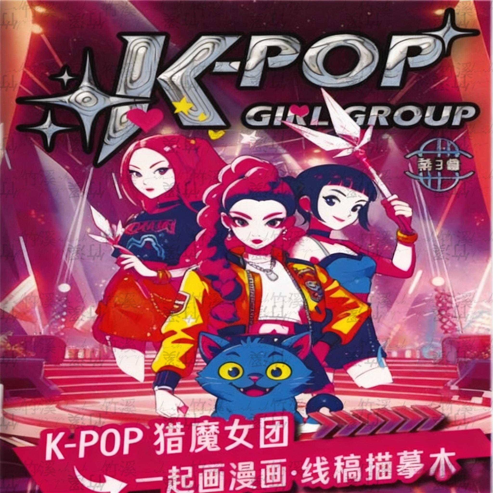 

Книжка-розмальовка Kpop Мисливці на демонів: Милі лінійні малюнки Румі, Міри, Зої | Аніме-персонажі для зняття стресу для дорослих