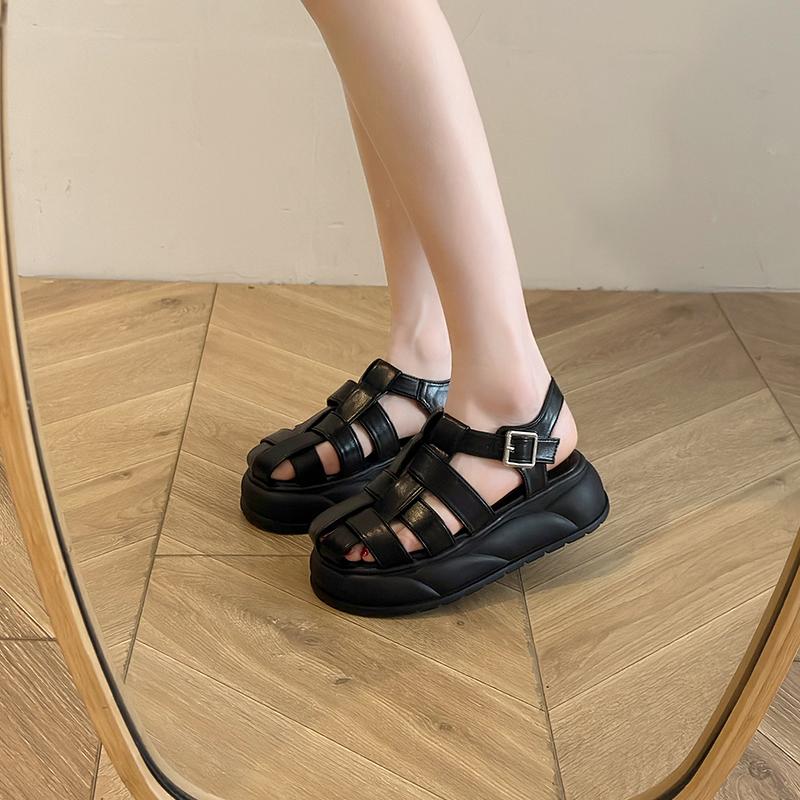 2025 Gladiator Καλοκαιρινά Χοντρά Γυναικεία Σανδάλια Μόδα Κλειστή Μύτη Πλατφόρμα Φλατ Σαγιονάρες Γυναικεία Υπαίθρια Casual Παπούτσια Παραλία Σανδάλια