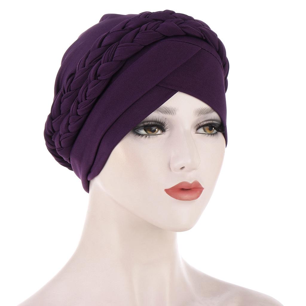 Turban elegant european și american cu pliuri de cristal: Batic Twist împletit pentru îmbrăcăminte musulmană
