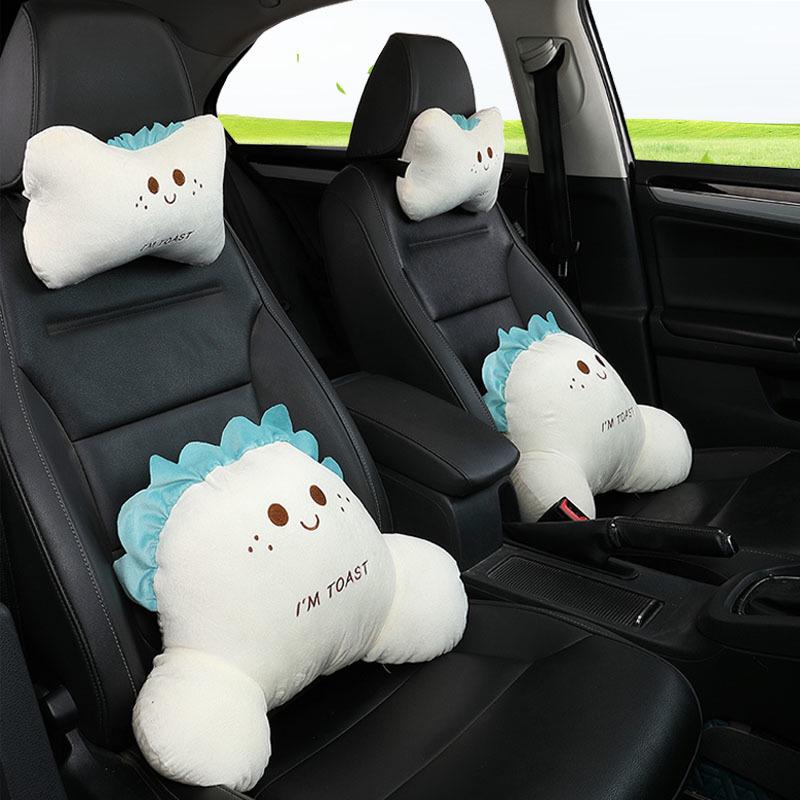 Cute Cartoon Car Headrest and Lumbar Support Pillow Set