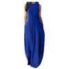 Plus Size Women’s Solid Color Round Neck Pocket Maxi Dress – Short Sleeve, Loose Fit