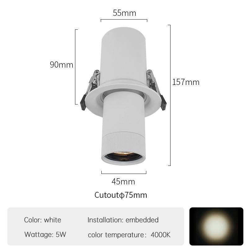 Mini Aluminum Ceiling Spotlight CE/RoHs Certified Modern Downlight Remote Control Dimmable COB LED CRI 97 Commercial Black/White