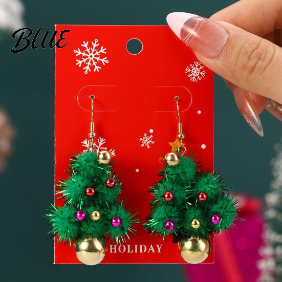 Hanging Earrings 1 Pair Women Christmas Tree Elk Santa Bell