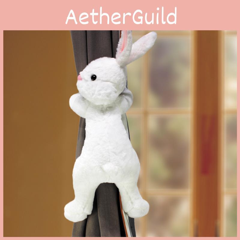 Tieback Curtain Bunny With Plush Doll For Childrens Room Window Decorations