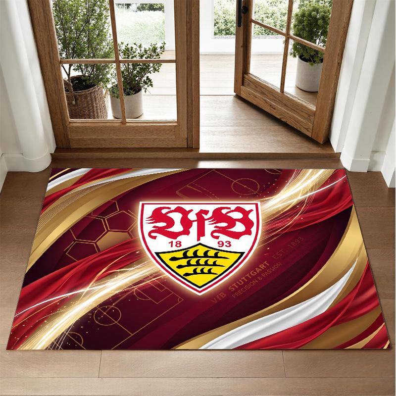 Tappeto in Velluto Cristallo Design Calcio VfB Stuttgart Tappetino Decorativo Morbido per Ingresso Camera da Letto