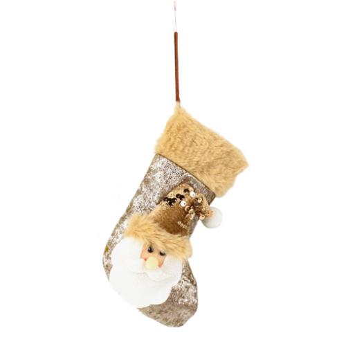 Holiday Stockings with Glitter and Present Bags for Kids Santa Snowman Reindeer Polyester Christmas Decoration