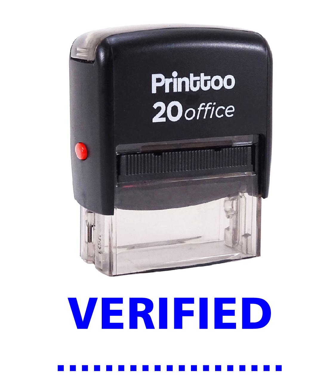 

Printtoo Custom Stamp VERIFIED Office Stationary Self Inking Rubber 14 mm x 38 mm (Approx) синій
