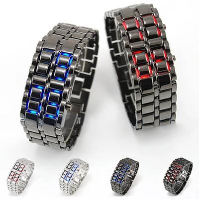 Pánské Dámské Lávové Nerezová ocel LED Digitální Quartz náramek hodinky Náramkové hodinky Kovový náramek Quartz hodinky Pánské náramky