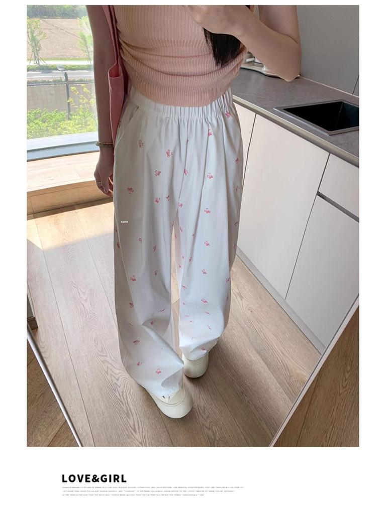 Women's High Waist Slimming Bowknot Yamamoto Wide-Leg Summer Pants - Drapey Floor-Length Casual Trousers