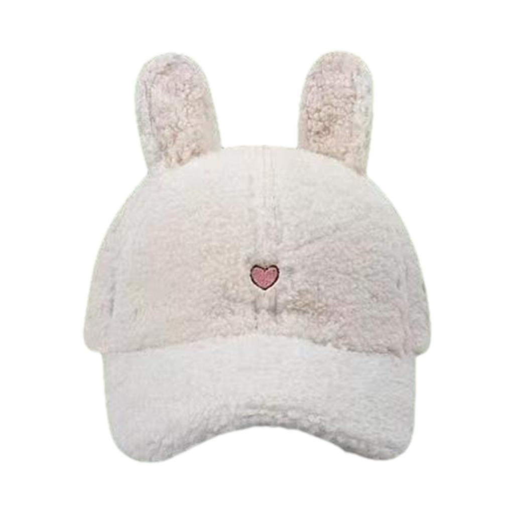 Rabbit Ear Plush Baseball Cap for Teens Girl Autumn Winter Berber Fleece Baseball Hat Fashionable Peaked Hat for Women