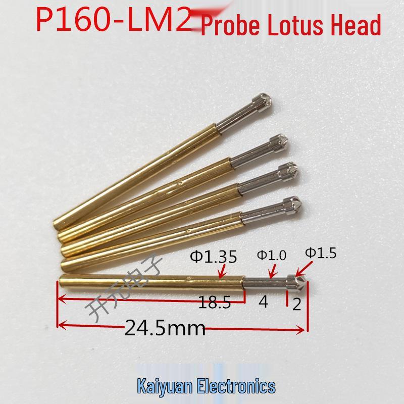 P160-LM2 Round Head Test Pin: 1.35mm Probe, 1.5mm Lotus Head Plunger Probe Probe P160-LM2 (100 pcs)