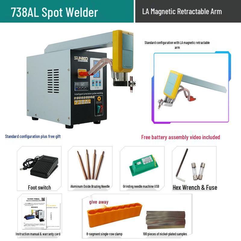 

SUNKKO 738AL High-Power Handheld Nickel Sheet Welder with Telescopic Arm for Lithium Batteries