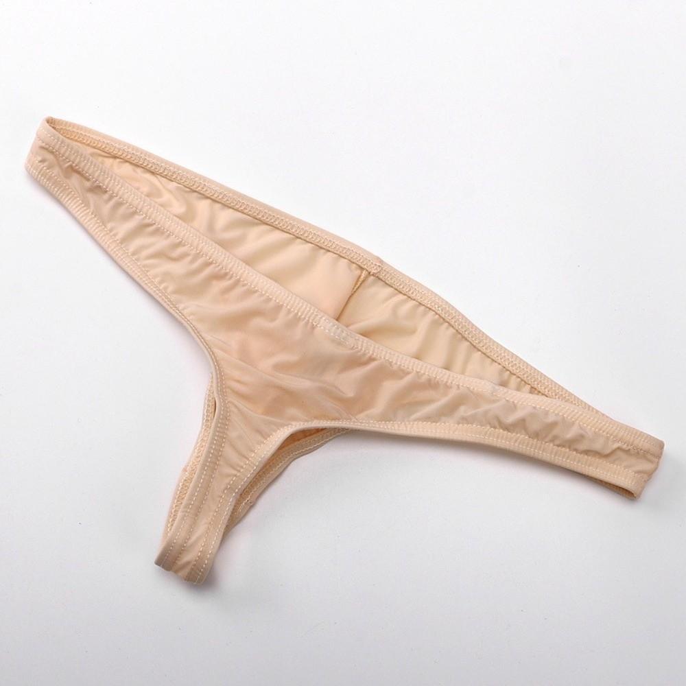 Creative Transparent Ice Silk Thongs Large Size Briefs T Back Panties Ultra-thin Low Waist Mesh Underpants Male