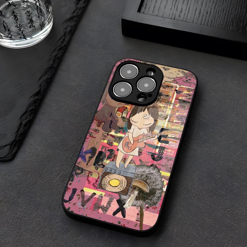 Y-Yoshitomo N-Nara Art Phone Case Glass For IPhone 12 17 15 14 13 16 11 Pro XS Max Plus Mini X XR E2020 Tempered Coque