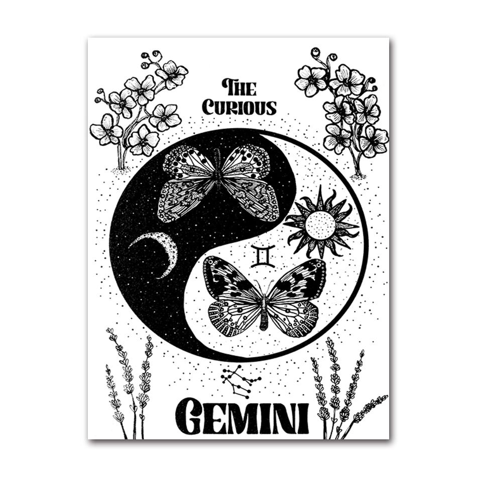 Zodiac Star Sign Wall Art Canvas Painting Astrology Posters Prints Boho Cancer Libra Gemini Constellation Living Room Home Decor