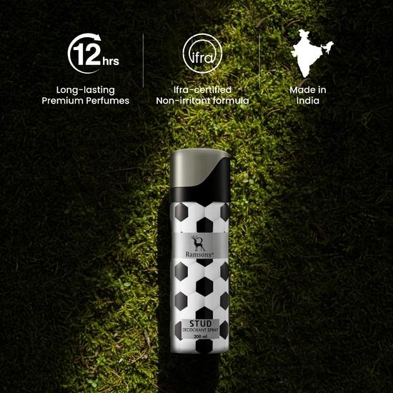 Ramsons - STUD Deodorant v spreji | 200 ML | Telový parfum | Horné tóny - Bergamot, Ananás, Levanduľa | Stredné tóny - Jazmín, Ruža | Základné tóny - Jantár, Kožený
