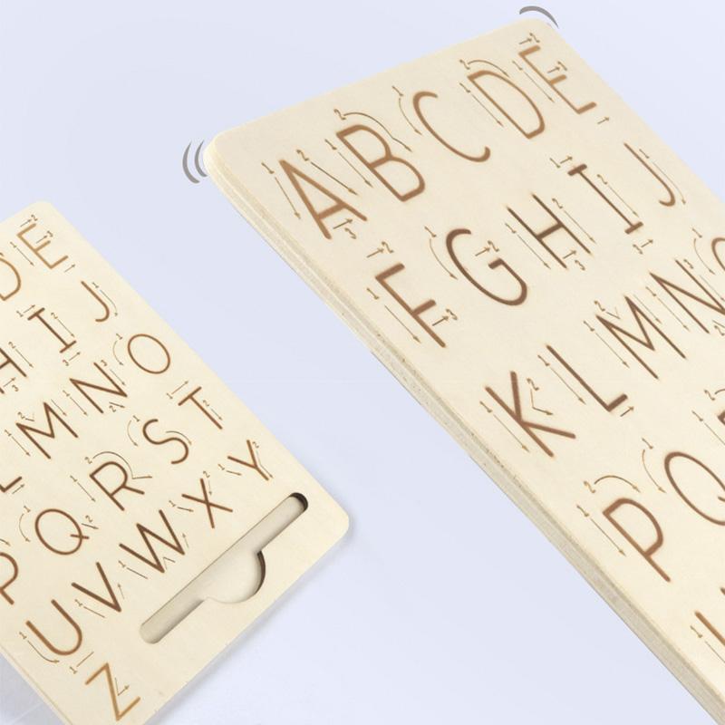 Children's Wooden Educational Toys Montessori Early Learning Word Spelling Letter Groove Practice Board Pen Control Training