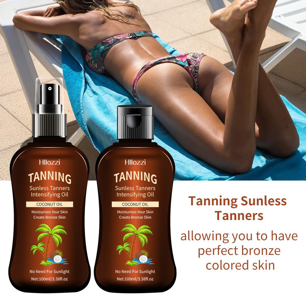 100ml Coconut Tanning Oil Waterproof Long-Lasting Bronzing Glow 2pcs