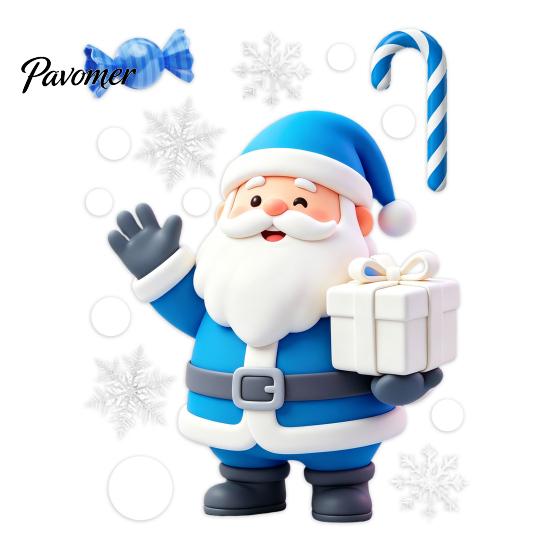 Santa Claus Window Decals Christmas Static Clings, Reusable Stickers with Snowman Clings Xmas Tree Patterns, Removable Glass for Holiday Home