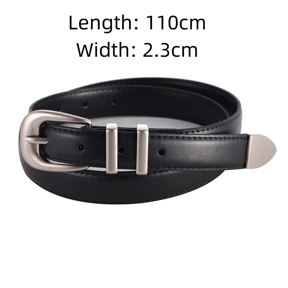 Y2k Style Leather Waist Belt Metal Buckle Thin Women's Belt Red Color Casual Belt Jeans Skirt Dress