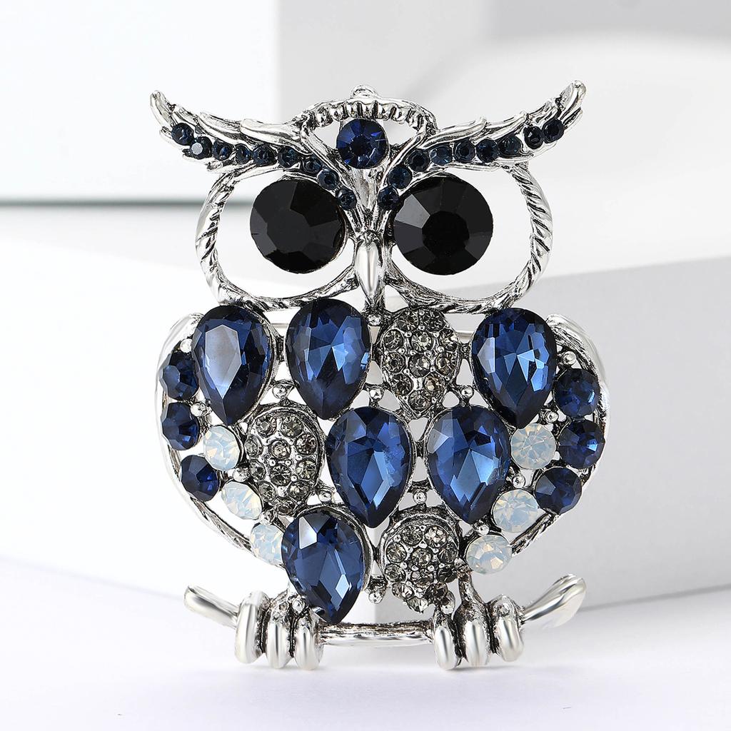 Spille a forma di gufo con strass vintage per donna, unisex, spille animali in vetro, uccello, decorazione per zaino, festa, accessori per abbigliamento