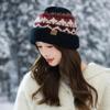 Fair Island Style Thickened Versatile Knitted Hat for Women In Autumn and Winter Windproof Ear Protection Hat Outdoor Casual Warm Wool Hat