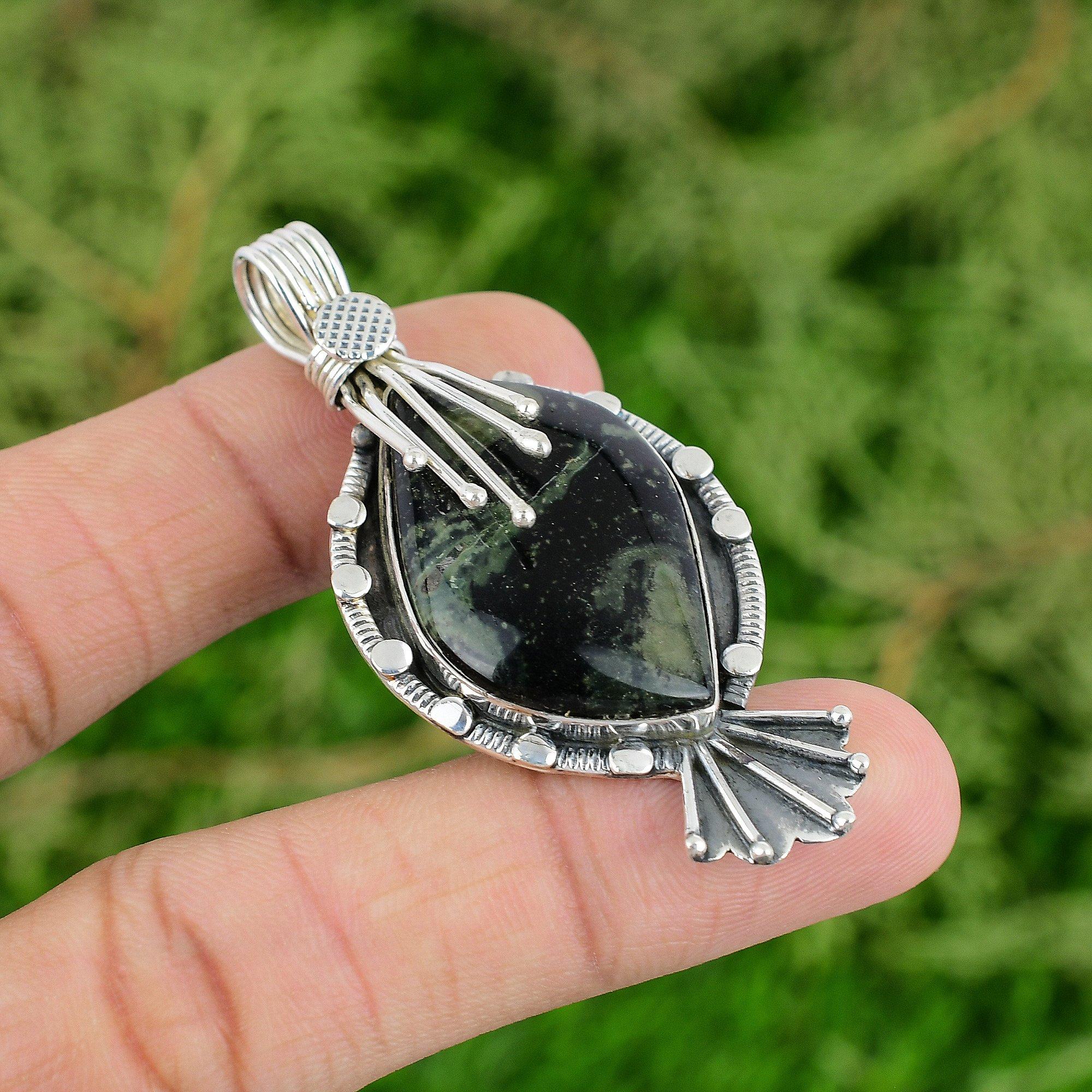 

Подвеска из камбабского яшма, подвеска из драгоценного камня, подвеска из серебра 925 пробы, достойное украшение, подвеска ручной работы, подарки на помолвку